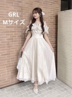 GRL ドットオフショルフリルリボンワンピース[mb1602] Mサイズ　美品のサムネイル
