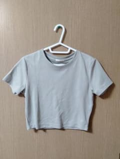 GU クロップド丈 半袖Tシャツ ライトグレーのサムネイル