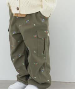 刺繍入りオリーブ色長ズボン 150cmのサムネイル