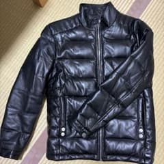 黒のラムレザーダウンジャケットのサムネイル