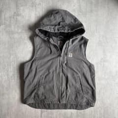 【00s carhartt】レア　ダックベスト　ダック生地　襤褸　フード付　古着 00s carhartt】レア ダックベスト ダック生地 襤褸 フード付 古着