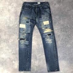 希少 ポールスミス RED EAR パッチワークデニム L クラッシュ加工 