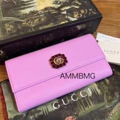 ク*エ様 正規品10万新品GUCCI 長財布 GGマーモント クリスタル レザー 