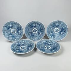 美濃焼 前畑陶器 角福 染付 蛸唐草 山水文 大皿揃 5客 美品 】 - メルカリ