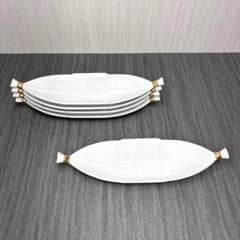 5客 有田焼 観山窯 長皿 金彩 平皿 刺身 和食 盛皿 料亭 観山 和皿 有田