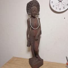 【極大100cm】バリ島　ローズウッド 女神像 彫刻 一点物 オリエンタル　紫檀 極大100cm】バリ島 ローズウッド 女神像 彫刻 一点物 オリエンタル