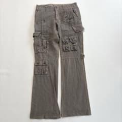 HALB カーゴパンツ Y2K Lサイズ リネン混 ポケット多数 ギミック HALB カーゴパンツ Y2K Lサイズ リネン混 ポケット多数 ギミック