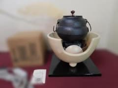 ☆ 野々田 枇杷色さつま風炉(紅鉢型)電熱器 瓢箪小釜 釜鐶送料込み ☆ 野々田 枇杷色さつま風炉(紅鉢型)電熱器 瓢箪小釜 釜鐶送料込み