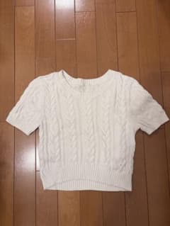 GU ケーブルニット 半袖 ホワイトのサムネイル