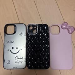iPhone 케이스 3점 세트 스마일 퀼팅 리본