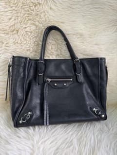 バレンシアガ le city 黒 ラムレザー ミニトートバッグ スモール 中古 