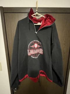 US バスケ アメリカンハーフジップ スウェット ブラック/レッドのサムネイル
