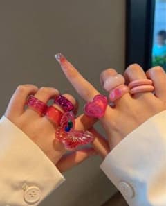 ピンク系リング9個セットのサムネイル
