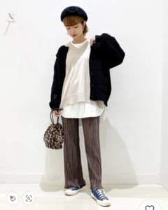 プリーツパンツ  ブラウン Lサイズのサムネイル