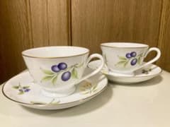 ノリタケ Noritake ティーカップ&ソーサー2客セット 2個 花 果実のサムネイル