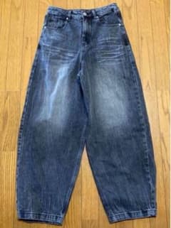 NOMANUAL WASHED JUMBO DENIM PANTS ブラック