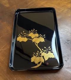 小盆　漆器　木製　金花模様