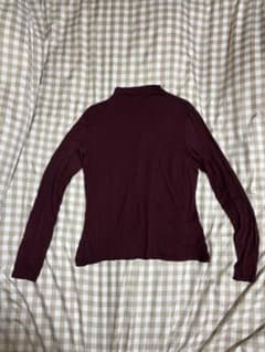 H&M エイチアンドエム ハイネックカットソー M ボルドー ワインレッド 長袖のサムネイル
