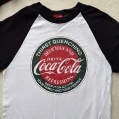 Coca-Cola コカコーラ ラグランTシャツ S ロゴ 白黒のサムネイル