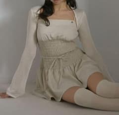 andmary Betty shirring mini dress ベージュ - メルカリ