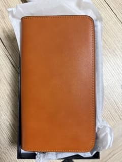 オレンジ 高品質レザー ジッパー長財布のサムネイル