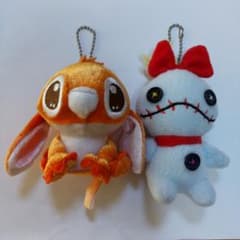 スティッチ ぬいぐるみ キーホルダー マスコット スクランプ オレンジ レトロのサムネイル