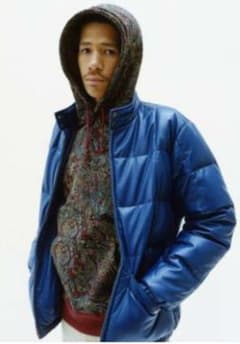 シュプリーム supreme leather down jacket Ｌ 青のサムネイル