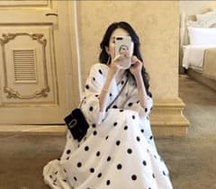 レディース　服　夏　秋　ワンピース　韓国 春　ロング　かわいい　水玉　Mサイズのサムネイル