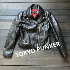 TOKYO PUNKER ブラック レザーダブルライダース Sサイズ - メルカリ