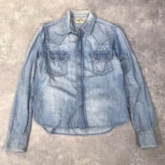 TMT デニムシャツ ウエスタンシャツ 刺繍 ダメージ加工 L 木村拓哉