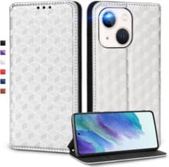 iPhone14 Plus 대응 수첩형 케이스 카드 수납 마그넷 개폐 실버