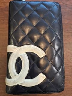 CHANEL カンボンライン 長財布 ブラック ピンク キルティング ジャンク