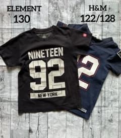 ELEMENT 黒130 ／H&M ネイビー 122/128 Tシャツ2枚のサムネイル
