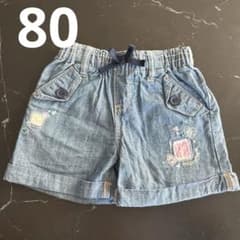 80cm OshKosh B'gosh デニム ショートパンツ 刺繍入り　女の子のサムネイル