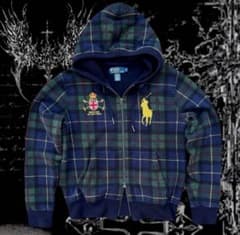 Ralph Lauren ビックポニー チェック柄 ダブルジップパーカー S 希少 Ralph Lauren ビックポニー チェック柄 ダブルジップパーカー