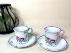 【廃盤品✨】深川製磁 デミタスカップ＆ソーサー 2個セット 希少なペアカラーのサムネイル