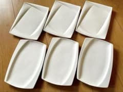 ホワイト長方形皿6枚セット 陶磁器製のサムネイル