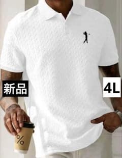 [Brand New/Size 4L] Men's Golf Wear Short-Sleeve Polo Shirt, Simple Design, White