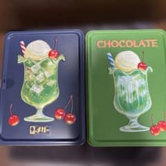 メリーチョコレート 空き缶 2個セット レトロ パフェ柄のサムネイル