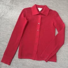 Bottega Veneta レッド メッシュ ポロシャツ カーディガン S - メルカリ