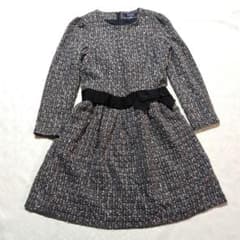 エムズグレイシー ツイード グログランリボン 現行タグ ワンピース 38