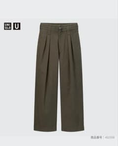 Uniqlo U　ベルテッドタックワイドパンツ OLIVE 64のサムネイル