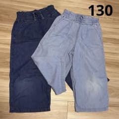 レースアップ デニム風パンツ 2枚セット 130cmのサムネイル