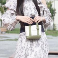 ⭐︎カーキ⭐︎【2WAY】帆布のミニショルダートート｜スマホと財布が入る小さめバッグのサムネイル