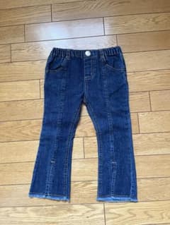 キッズ デニムパンツ ロングパンツ 裾フリンジのサムネイル