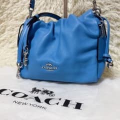 美品✨COACH フェイ ドローストリング バッグ 2way レザー ブルー