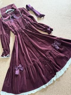 メタモルフォーゼ 美品 別珍ロングワンピース ベロア ボルドー  