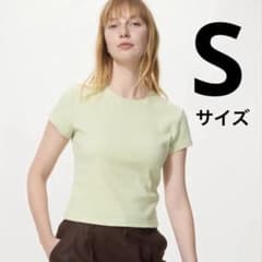 【新品、未使用】UNIQLO リブミニT 半袖 ライトグリーン S ユニクロのサムネイル