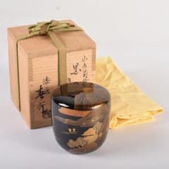 茶道具　漆匠　前端春斉作　山水蒔絵　内銀溜　黒棗　共箱　V　R8487 茶道具 漆匠 前端春斉作 山水蒔絵 内銀溜 黒棗 共箱 V R8487 - メルカリ