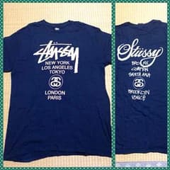 【程度普通】STUSSY ステューシー Tシャツ XL ネイビーのサムネイル
